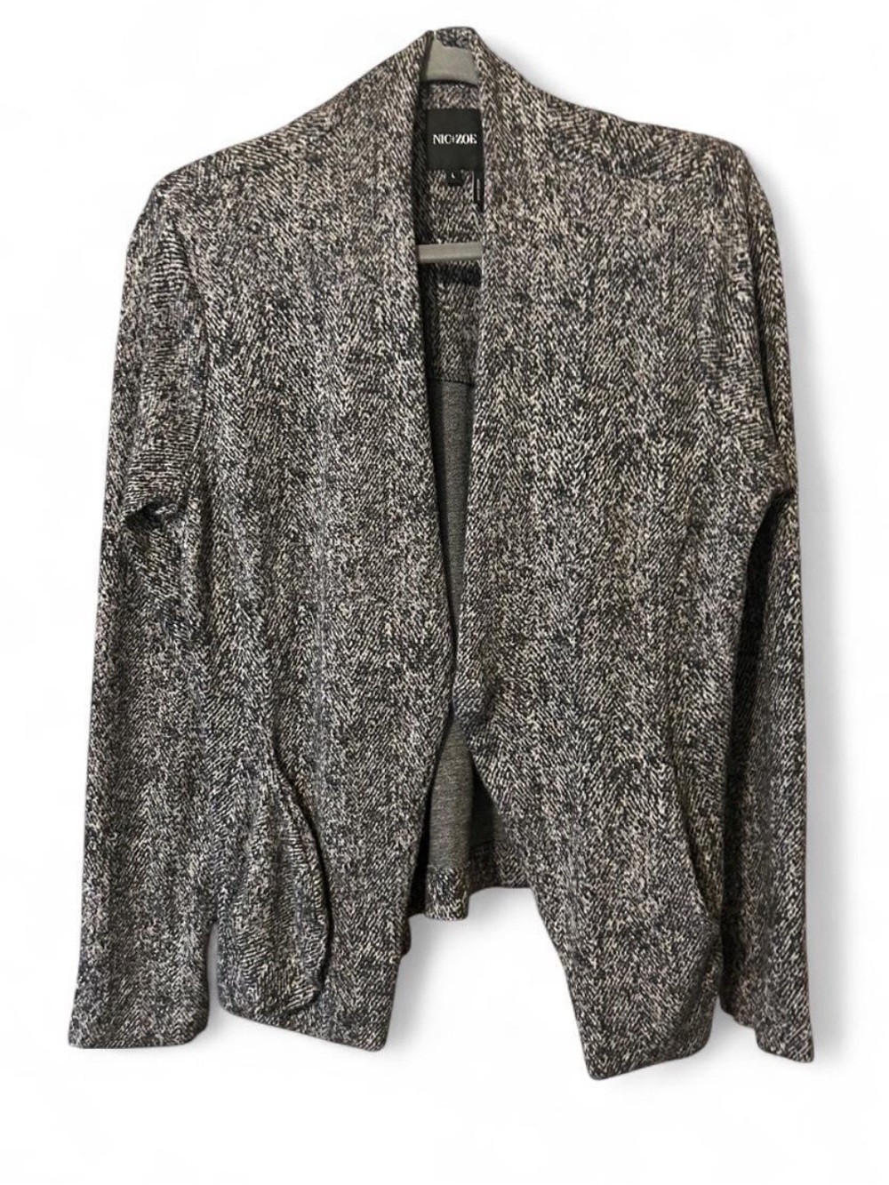Nic+Zoe Gray Marled Knit Draped Cardigan Jacket
